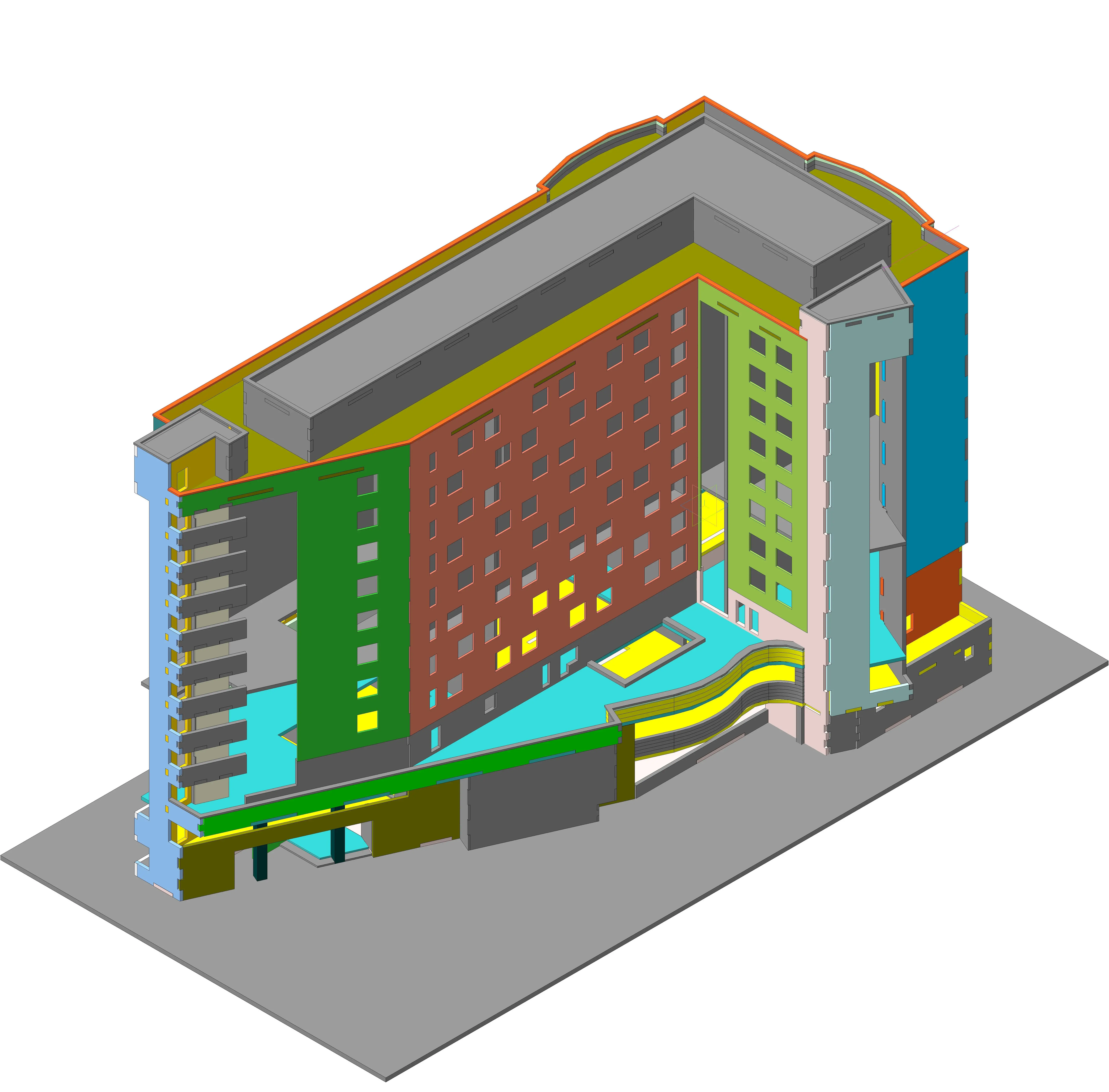2 3д модель макета отеля, адаптирована к